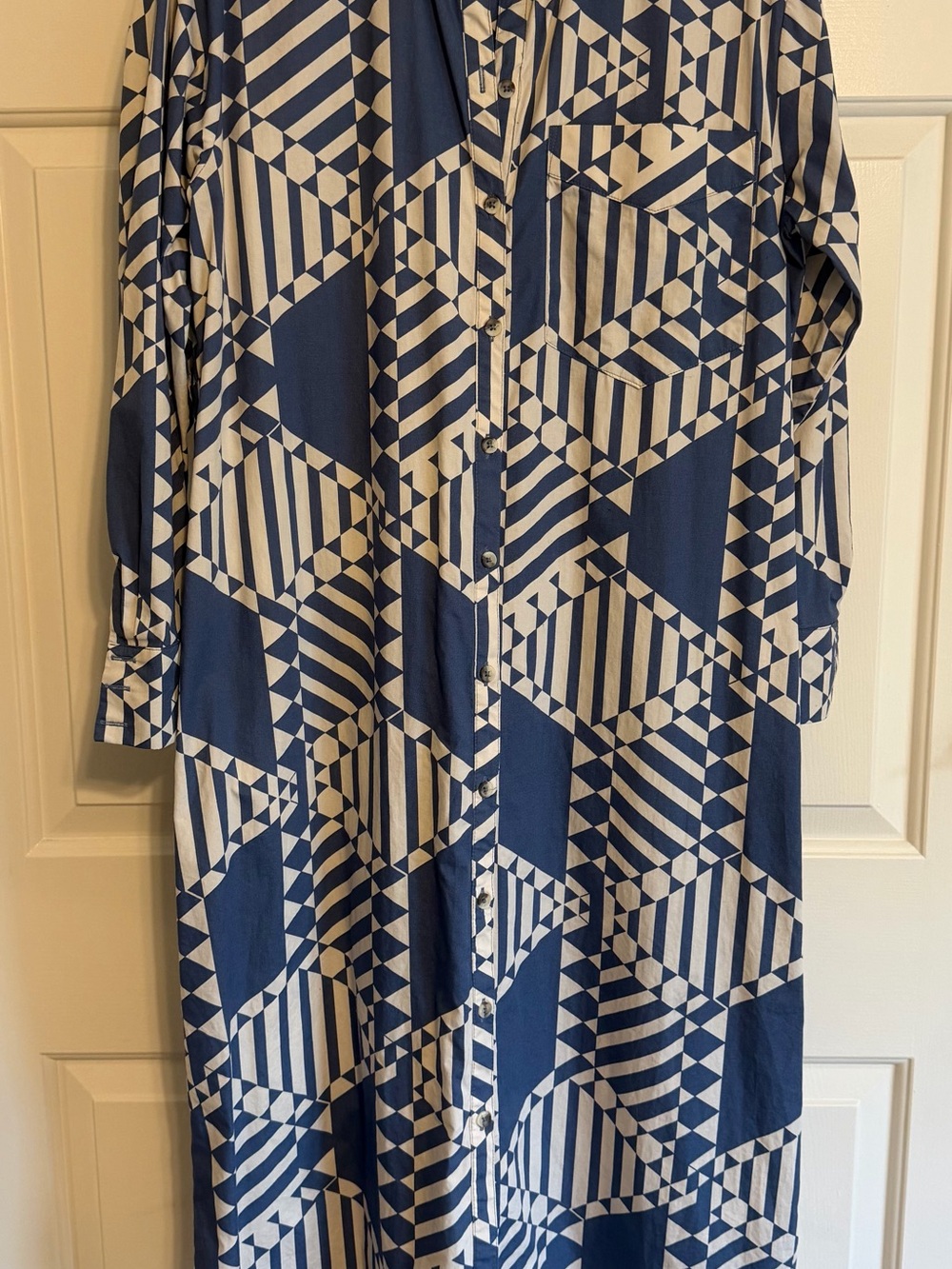 Anthropologie Maeve Soren Blue Geometric Print Shirtdress Sz M - Picture 3 of 7